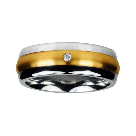 Mens 8mm Cobalt with 10K Yellow Gold Inlay Wedding Band, Color: White - JCPenney