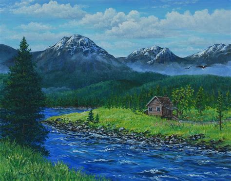 Fawn's Paintings: Mountain Air, river landscape