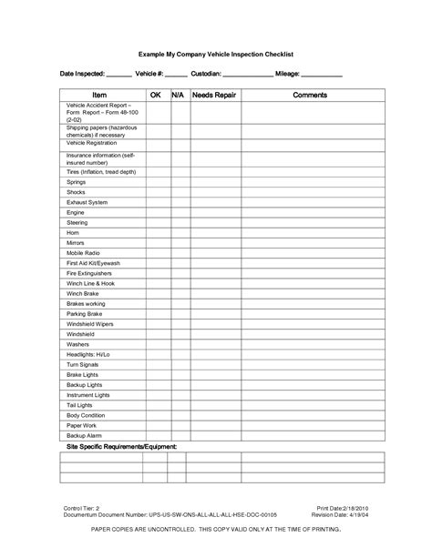 Car Maintenance Checklist Pdf