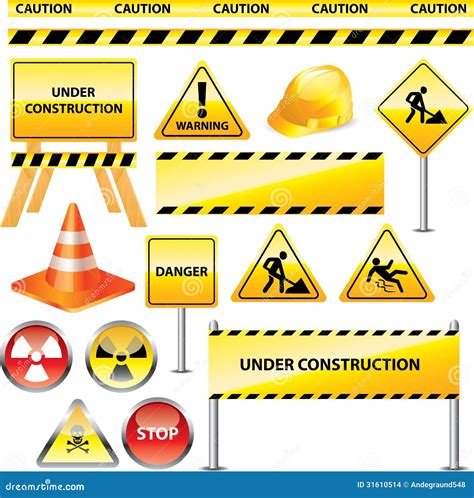 Warning And Under Construction Signs Stock Images - Image: 31610514