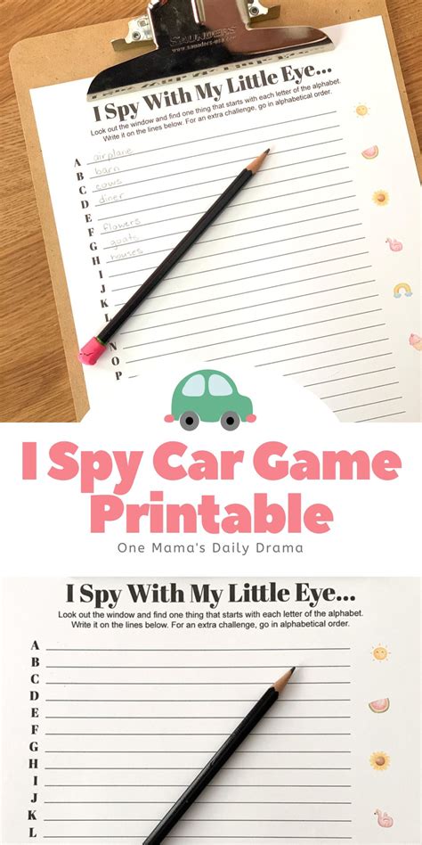 I Spy Car Game Printable to Play a Road Trip Scavenger Hunt