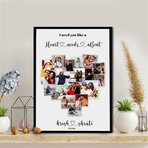 Heart Collage Frame With Names | Photo Frames | Anniversary Gifts