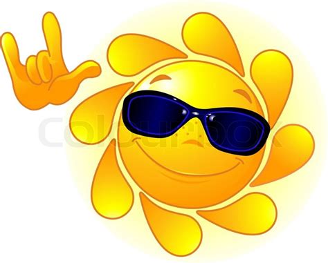 Cute and shiny Sun with sunglasses ... | Stock vector | Colourbox