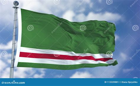 Chechen Republic of Ichkeria Flag in a Blue Sky Stock Illustration ...