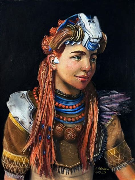 My portrait of Aloy made with soft pastels : r/horizon