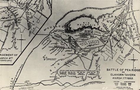 Map of Battle of Pea Ridge or Elkhorn Tavern Maps Postcard