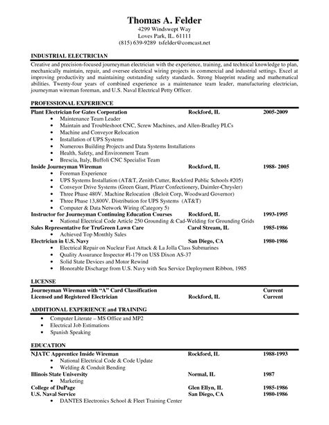 resumes for electricians | Industrial Electrician Resume | New job ...