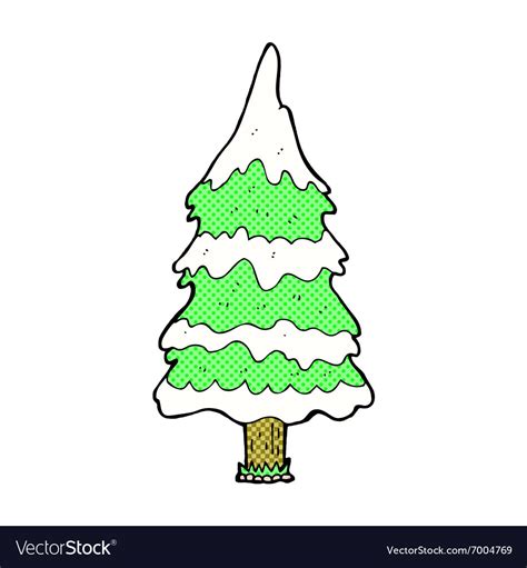 Comic cartoon snowy tree Royalty Free Vector Image