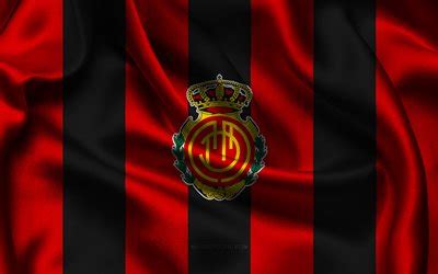 Download 4k, RCD Mallorca logo, red black silk fabric, Spanish football ...