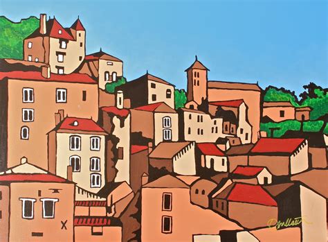 Dennis Kotelko Art: "Puy l'Eveque", contemporary French village oil ...