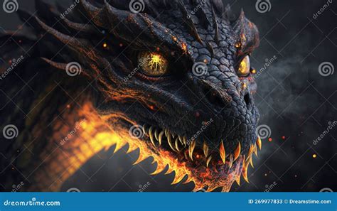 Black Fire Dragon Art stock illustration. Illustration of digital - 269977833