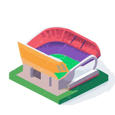 An Isometric Soccer Stadium With A Colorful Soccer Field Vector, A Simplistic Colorful Icon Of ...