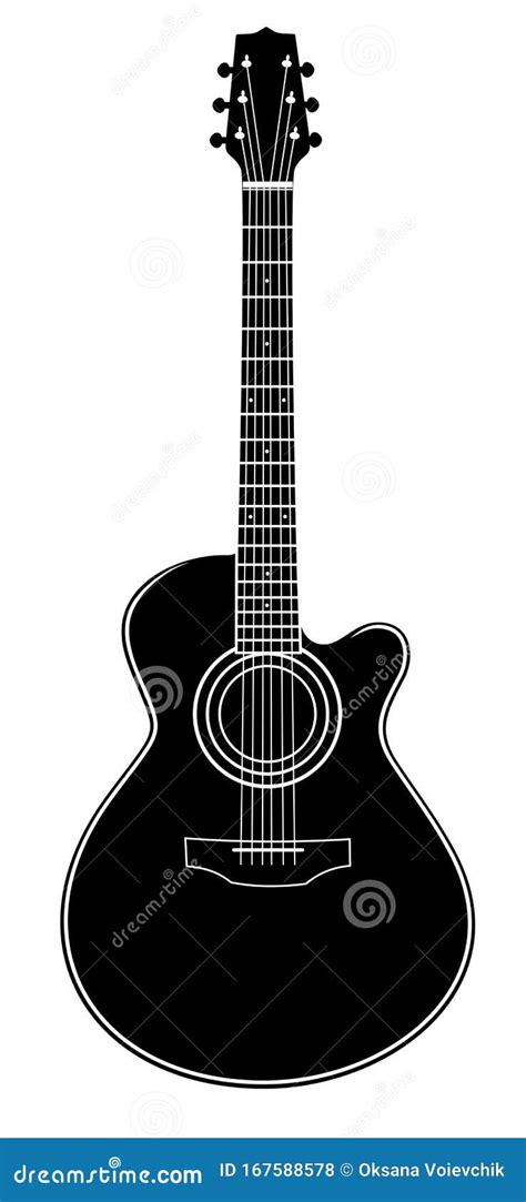 Acoustic guitar silhouette stock vector. Illustration of guitar - 167588578