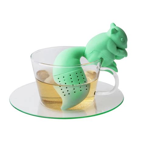 Tea Infuser Silicone Cute Squirrel Shape Tea Coffee Loose Leaf Strainer Bag Mug Filter Teapot ...