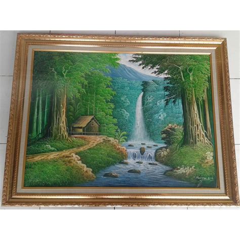 Jual Lukisan Pemandangan Air Terjun di Pedesaan | Shopee Indonesia