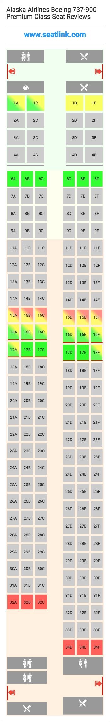 Alaska Airlines Boeing 737-900 Premium Class Seating Chart - Updated October 2019 - SeatLink