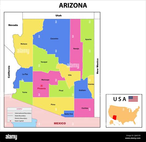 Mapa De Arizona Mapa Del Estado Y Del Distrito De Arizona Mapa | Images and Photos finder