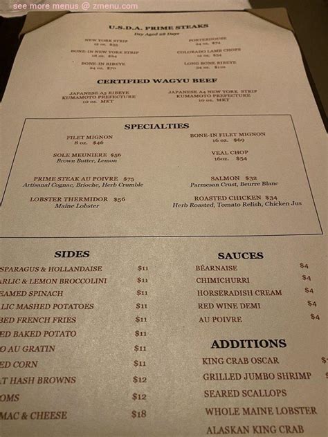 Menu at Council Oak steakhouse, Hollywood