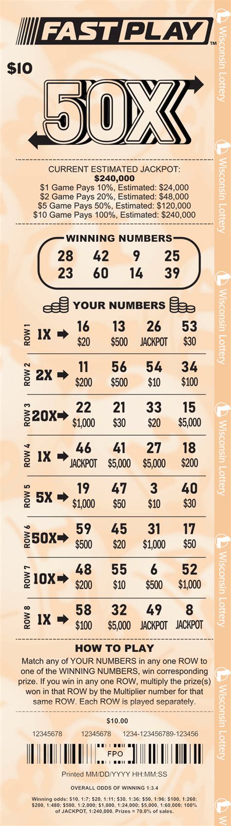 FAST PLAY 50X (1003) | Wisconsin Lottery