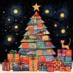 Christmas Tree Doodle Cat Art Free Stock Photo - Public Domain Pictures