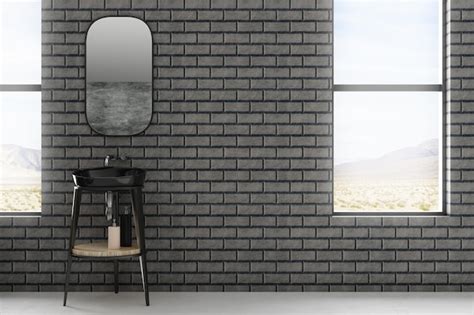 Premium Photo | Minimalistic black brick bathroom