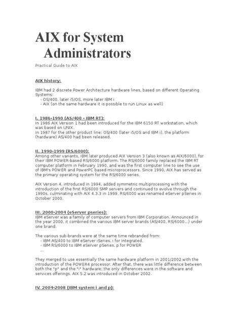 AIX For System Administrators: Practical Guide To AIX | PDF | Ibm ...