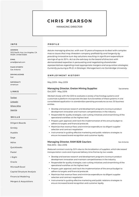 Managing Director Resume & Writing Guide | +12 Examples | PDF