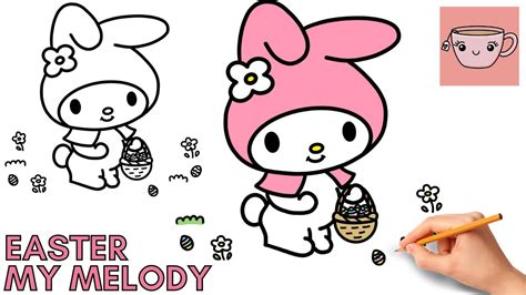 How To Draw My Melody | Easter | Sanrio | Bunny Cute Kawaii | Step By Step Drawing Tutorial