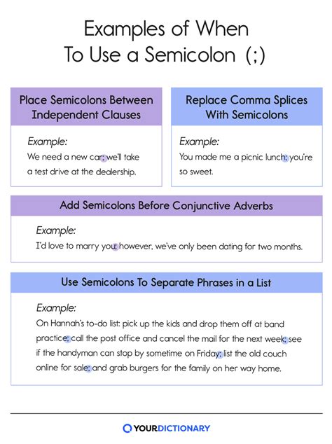 When and How To Use a Semicolon ( ; )