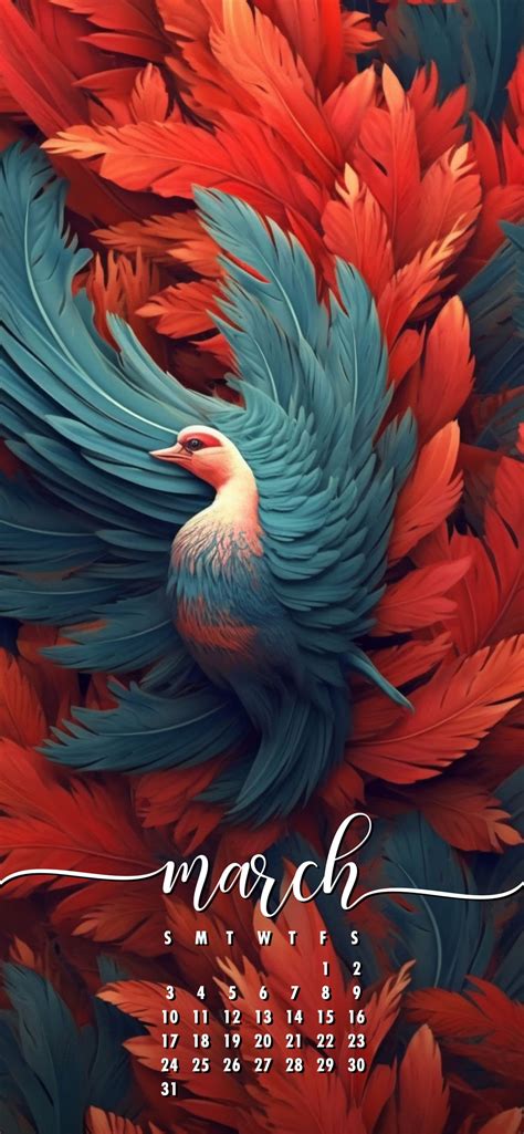 March 2024 Calendar Wallpaper Bird Free Download