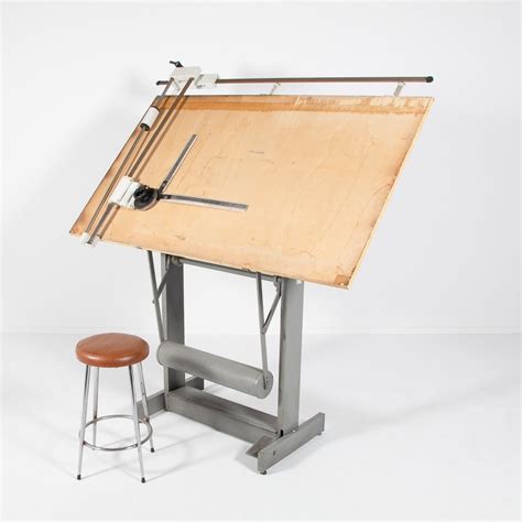 Architectural drafting table/drawing table with stool, Italy 1950s | #161135