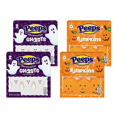 Halloween Peeps Marshmallow Candy Bulk Variety 4 Pack Ghosts and Pumpkins - 2 Ghosts and 2 ...