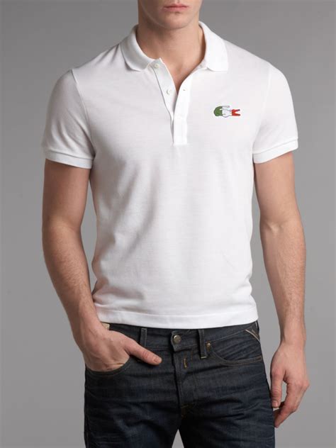 Lacoste Slim Fit Italy Croc Polo Shirt in White for Men | Lyst