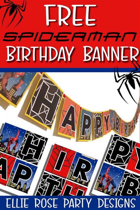 Free Printable Spiderman Happy Birthday Banner | Ellierosepartydesigns ...