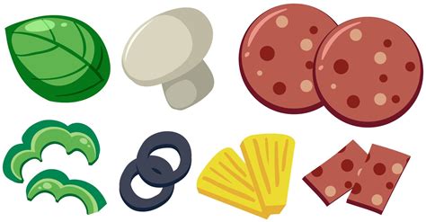 A Set of Pizza Toppings 695633 Vector Art at Vecteezy