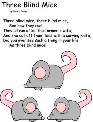 poem Three Blind Mice by Beatrix Potter