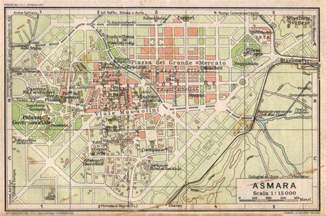 Map of Italian Asmara in 1929 by Touring Club Italiano Unesco World Heritage Site, World ...