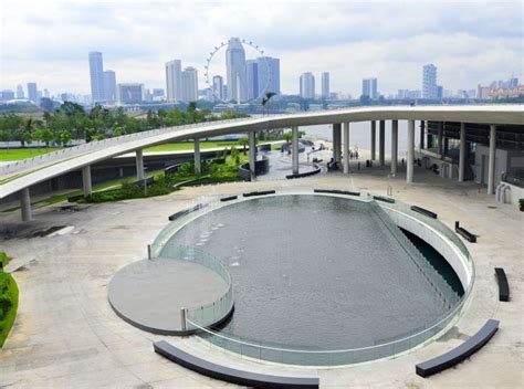 The Central Courtyard &Water Feature of the Marina Barrage; Photo Courtesy of Emich Pte Ltd ...