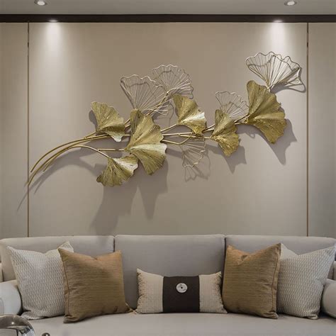 3D Golden Metal Ginkgo Leaves Light Luxury Wall Decor Art