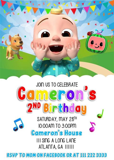 Cocomelon Invitation | Etsy | 2nd birthday party themes, Baby birthday ...