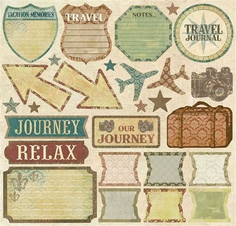 free printable scrapbooking travel stickers - Google Search | Vintage scrapbook, Travel stickers ...