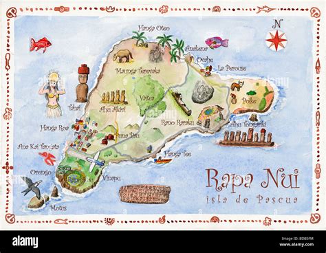 Easter Island Map Chile Stock Photo - Alamy