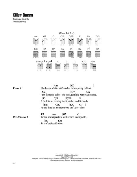 Killer Queen (Guitar Chords/Lyrics) - Print Sheet Music Now