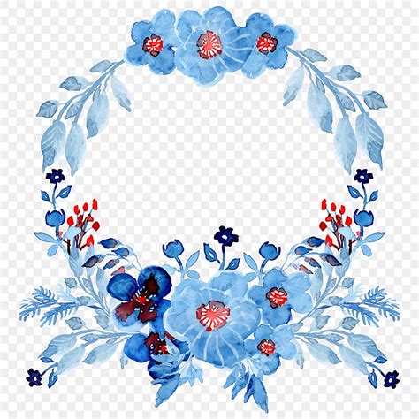 Watercolor Floral Wreath Vector Art PNG, Blue Watercolor Floral Wreath, Blue Clipart, Watercolor ...