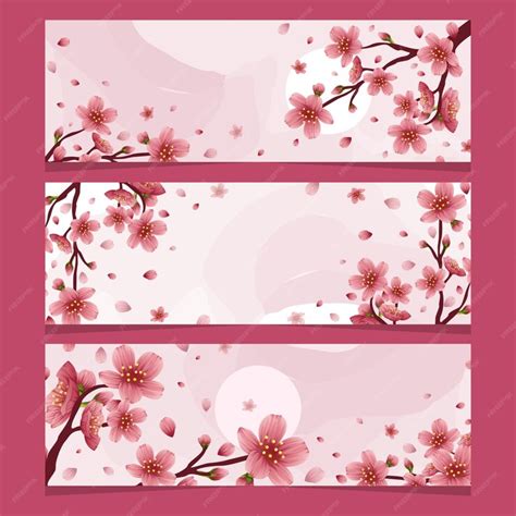 Premium Vector | Cherry blossom banner collection set