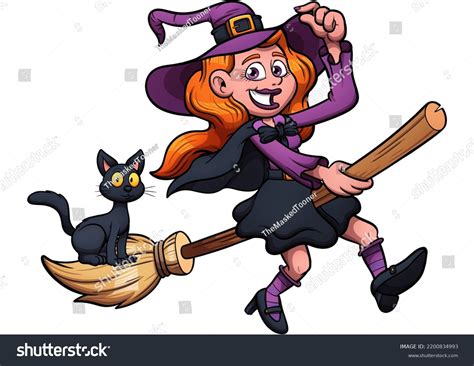 Cute Flying Witch Vector Clip Art Stock Vector (Royalty Free ...