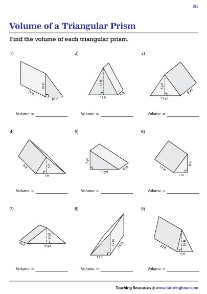 Volume Of A Prism Worksheets