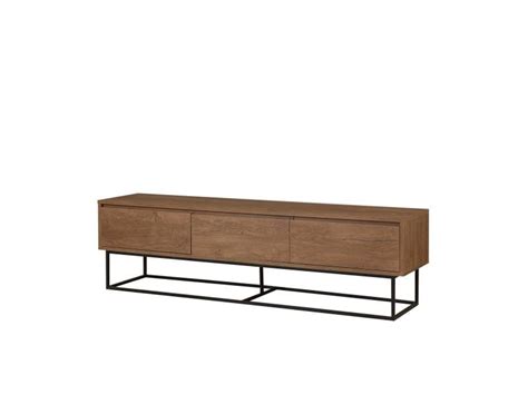 Meuble tv 3 tiroirs lodi 180cm métal noir et bois naturel - Conforama