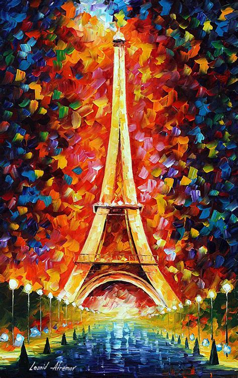 PARIS EIFFEL TOWER LIGHTED 2 — PALETTE KNIFE Oil Painting On Canvas By Leonid Afremov - Size 48 ...