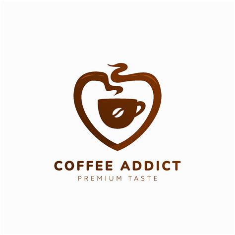 Coffee love lover logo, coffee addict with cup and aroma in love shape ...